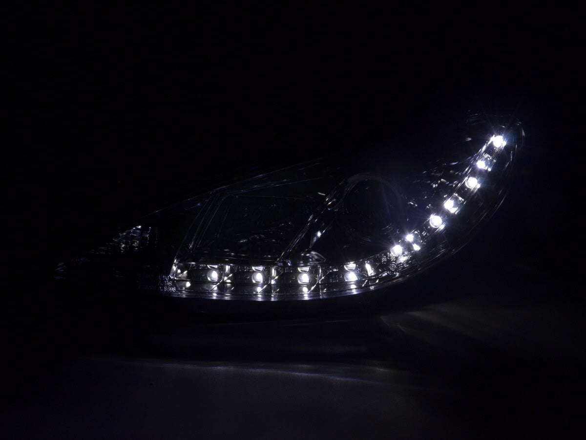 Scheinwerfer Set Daylight LED TFL-Optik Peugeot 206 98-07 chrom Scheinwerfer Set Daylight LED TFL-Optik Peugeot 206 98-07 chrom